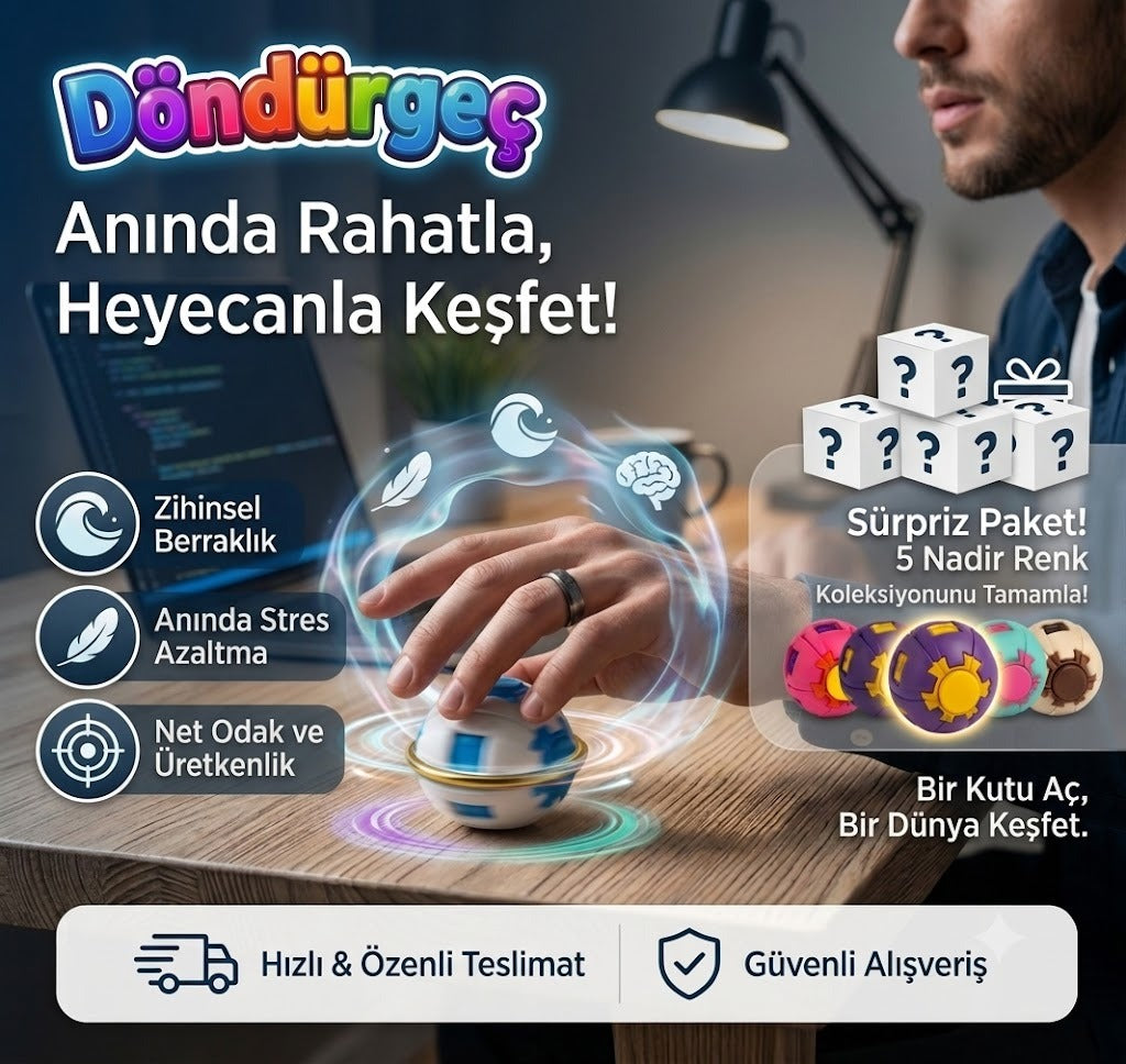 Döndürgeç Sürpriz Kutu - Yeni Nesil Fidget Odaklanma Oyuncağı Rastgele Sürpriz Renk (Blind Box)